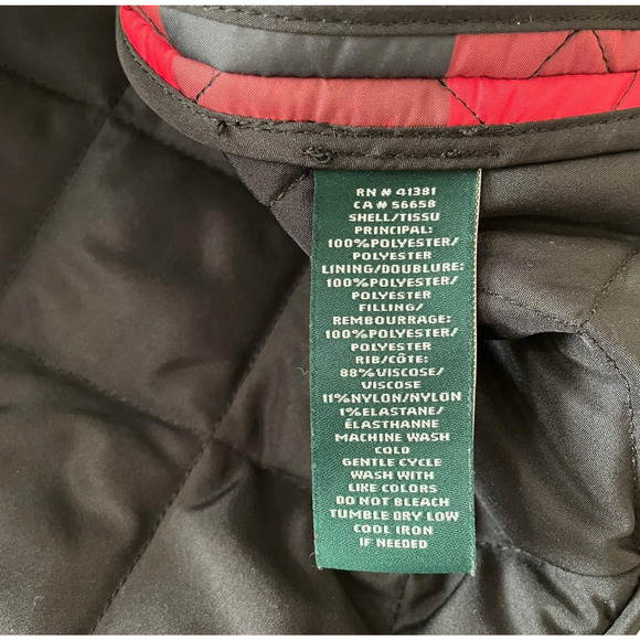 LAUREN RALPH LAUREN Women's Size 1X Red Black Buffalo Check Plaid Front Zip Vest - Picture 6 of 7